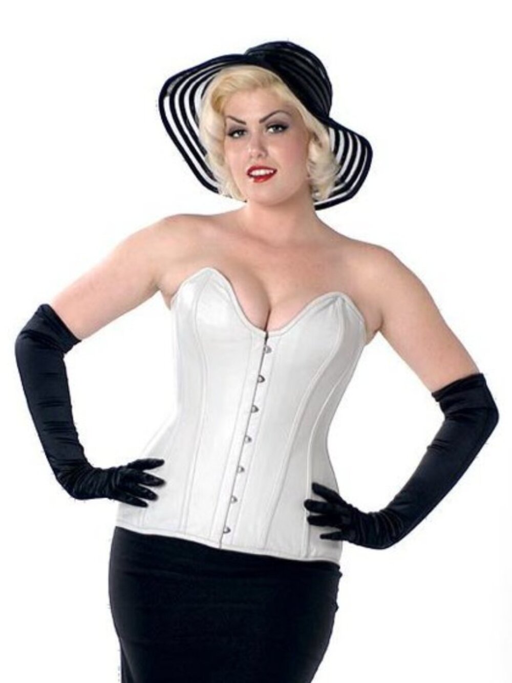 SALE!!! NWT M/26" CONCUBINE WHITE LAMBSKIN LEATHER LONG LINE TIGHT LACING CORSET
